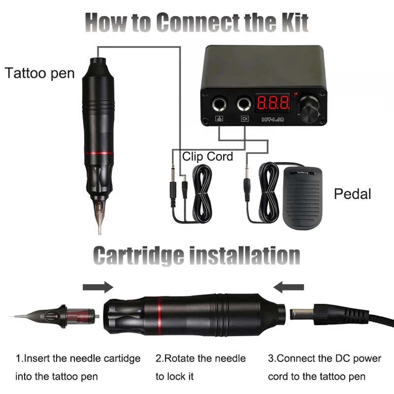 Тату машинка Профессиональная с ЖК дисплеем тату машинкой и иглами|Тату-машинки|