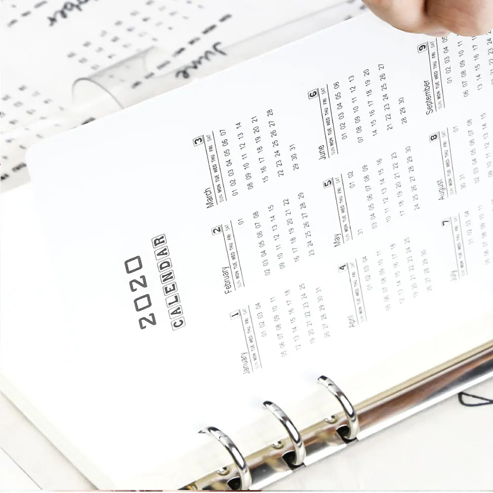 Блокнот с 6 отверстиями и календарем блокнот аксессуары для ноутбука A5 A6 PP