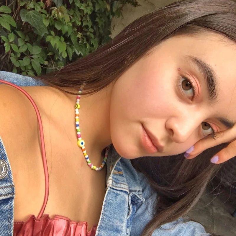 Ожерелье Go2Boho со смайликом бижутерия модное ожерелье с разноцветными