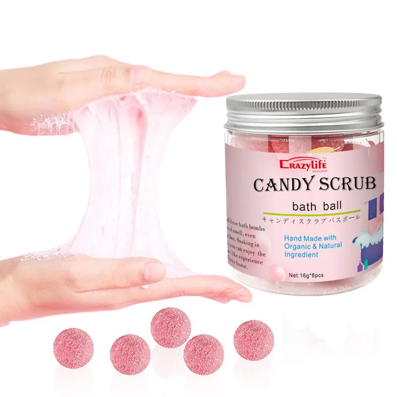 

6Pcs*16G Bath Salt Ball Bombs Strawberry Shower Bomb Body scrub