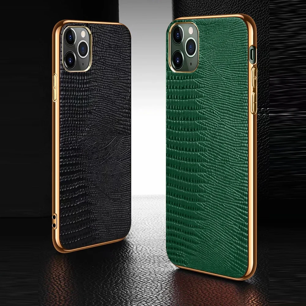 Чехол из ТПУ с рамкой и рисунком ящерицы чехол натуральной кожи для iPhone12 iPhone 12 11 Pro