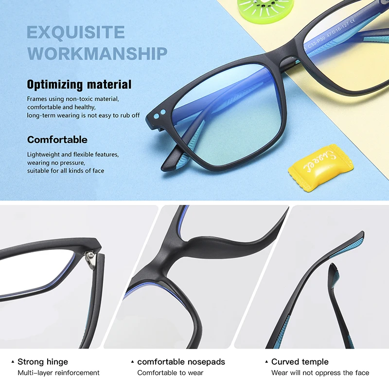 AOFLY фирменный дизайн квадратный синий светильник блокирующие очки детские