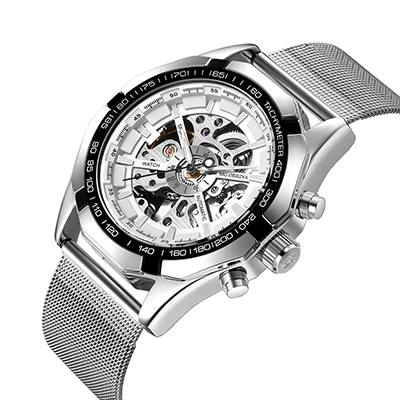 Часы скелетоны Orkina Мужские механические брендовые роскошные золотистые