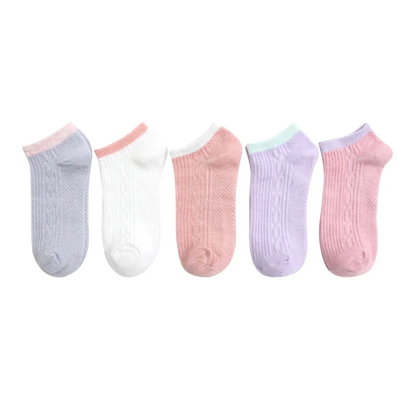 

5 pairs of spring and summer new ladies socks Korean candy color Japanese socks cartoon comfortable low-top pump socks