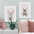 Настенная картина кролик для детской комнаты, постеры и принты на холсте в скандинавском стиле, декор для гостиной
