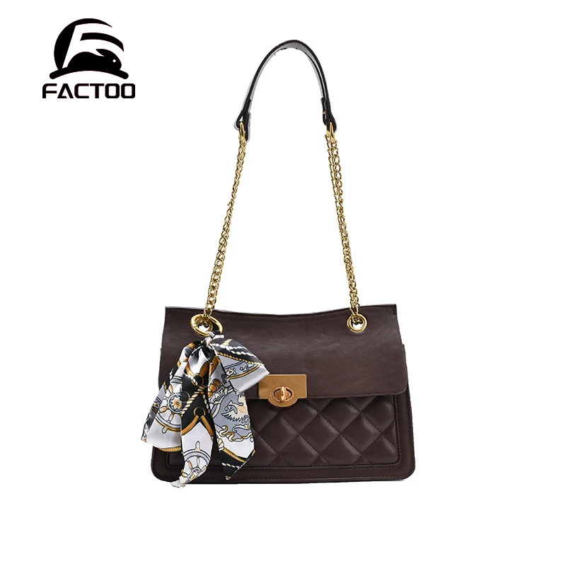 

FACTOO Fashion Shoulder Bag Female Lock Button Armpit Baguette Bag Rhombus Chain Diagonal Girl Trend All-Match Bag