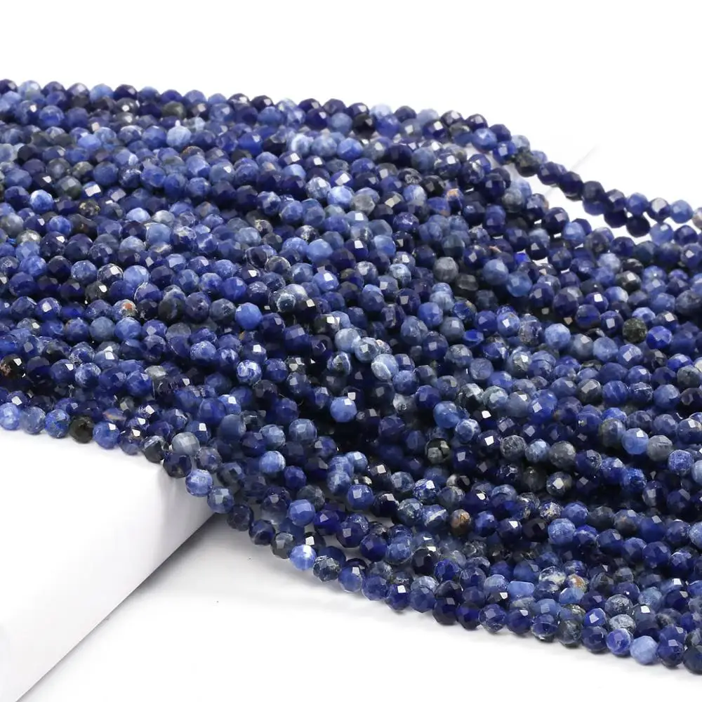 

Small Beads Natural Stone Beads Sodalite 4mm Section Loose Beads for Jewelry Making Necklace DIY Bracelet Accessories (38cm)