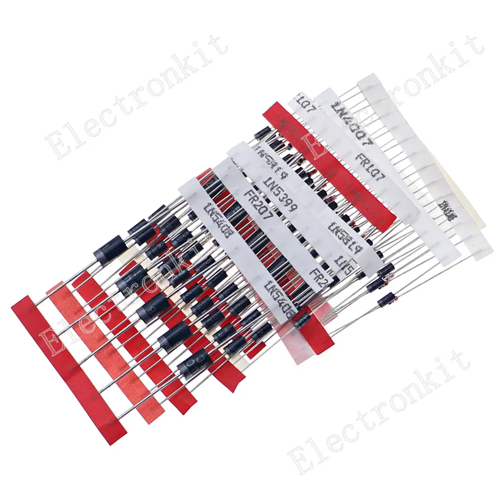 

100pcs 8 Kinds Fast Switching Schottky Diode Kit Set 1N4148 1N4007 1N5819 1N5399 1N5408 1N5822 FR107 FR207 Electronic Components