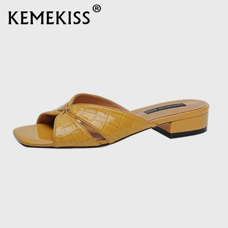 

KemeKiss Size 33-40 Women Sandals Stone Square Toe Summer Women Shies Fashion Square Heels Daily Casual Ladies Footwear