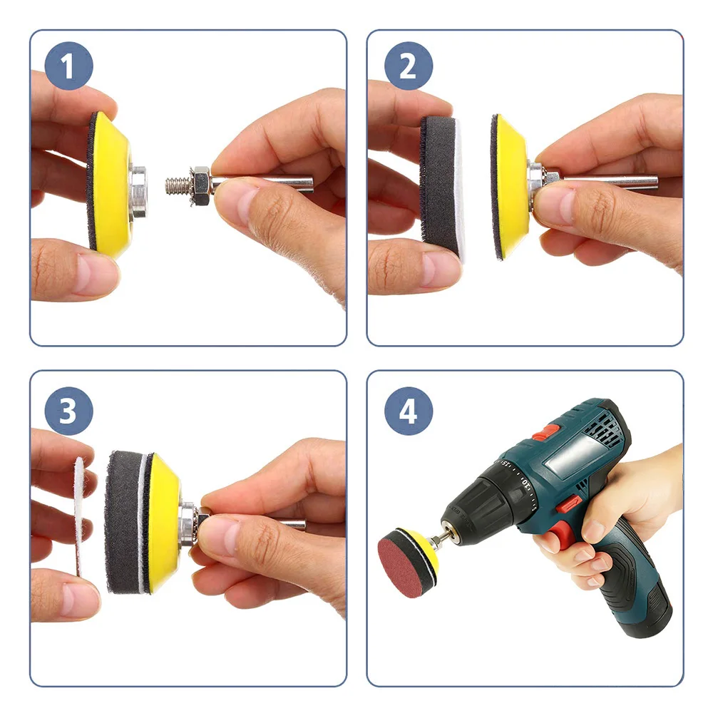 

120pcs Sandpaper 80-3000 Grits Sanding Disc Set 50mm+Loop Sanding Pad with 3mm Shank for Polishing Cleaning Tool