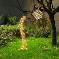 solar led garden watering can lamp with lights string fairy garden decoration outdoor gardening ornaments yard decorative lamp