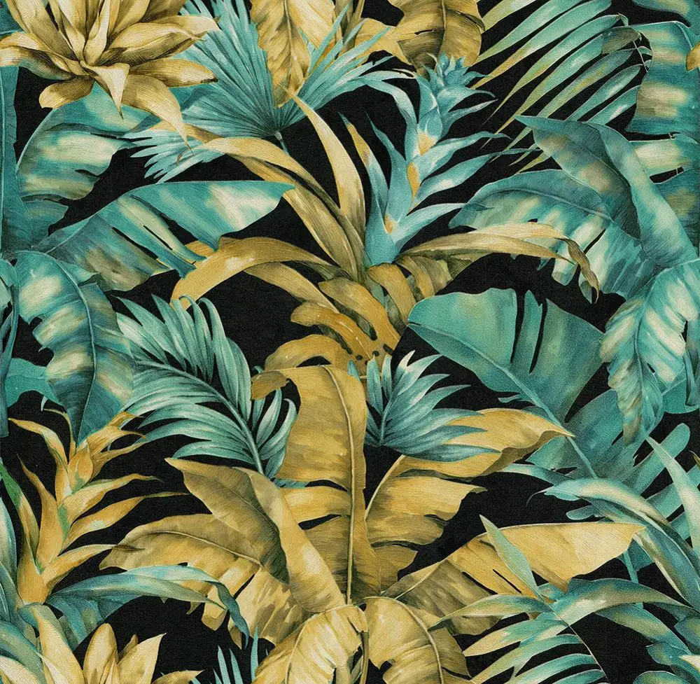 

TV background wallpaper tropical rainforest plant palm leaf banana leaf living room bedroom entrance wall sticker