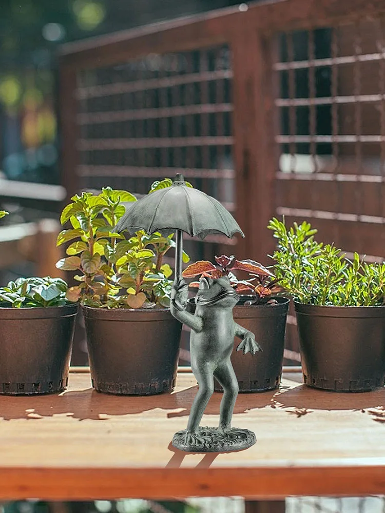 

Creative Umbrella Frog Crafts Ornaments Resin Frog Umbrella Sculpture Outdoor Courtyard Home Garden Terrace Decoration Ornaments
