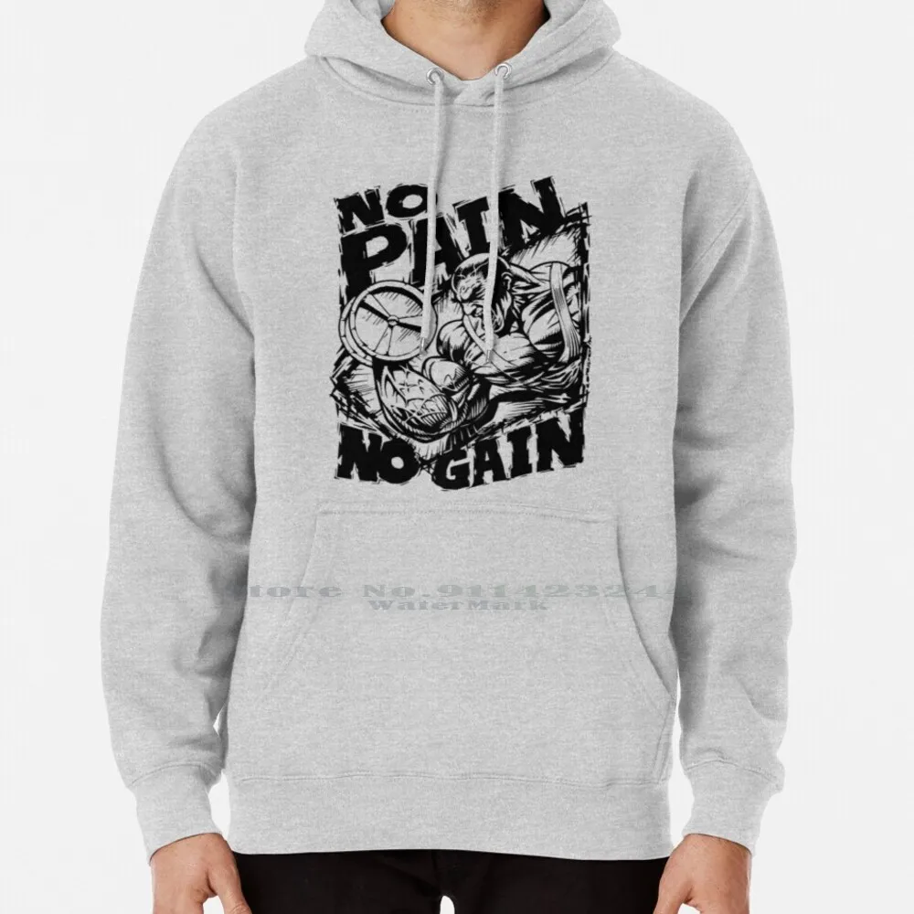 

Свитер с капюшоном для женщин, хлопковый пуловер для подростков, большие размеры 6xl, дизайн без боли и без боли, с надписью «No Gain» на Рождество