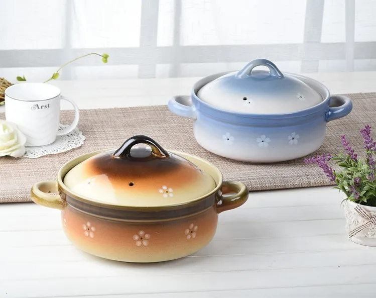 Японская керамическая кастрюля для супа тушения с ушками почвы домашняя