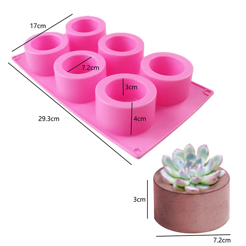 Силиконовые бетонные формы с 6 отверстиями форма для цветочного горшка цемента