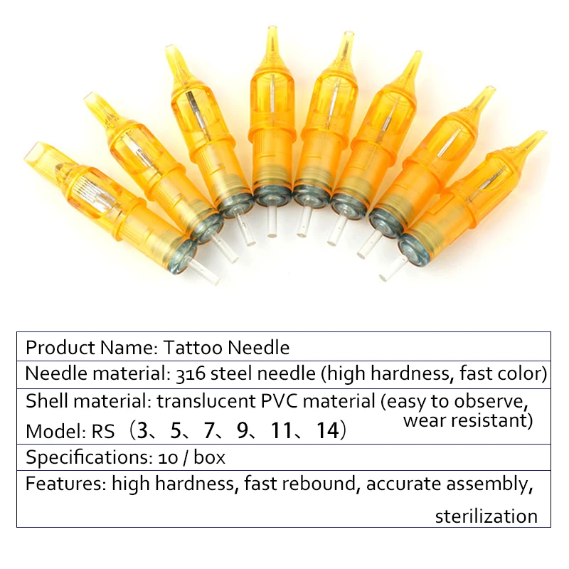 Одноразовый картридж для татуировки RS 10 шт. иглы полуперманентные иголки бровей