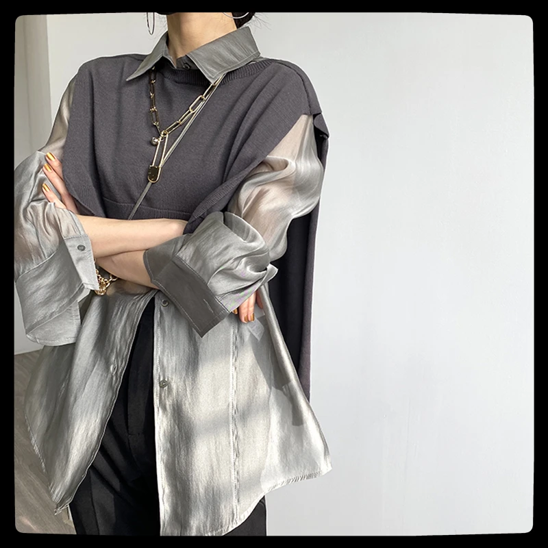 

HANGZHI 2021 New Trend Punk Rock Exaggeration Simple Geometric Bamboo Big Pin Two-color Necklace For Women Girls Party Jewelry