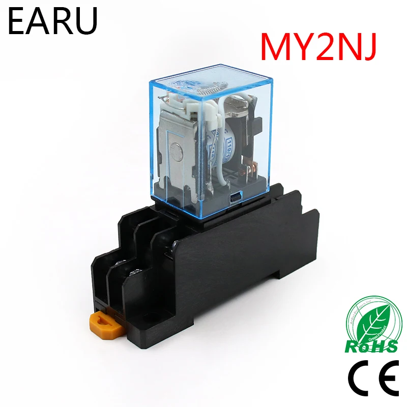 

MY2P HH52P MY2NJ Relay Coil General DPDT Micro Mini Electromagnetic Relay Switch with Socket Base LED AC 110V 220V DC 12V 24V