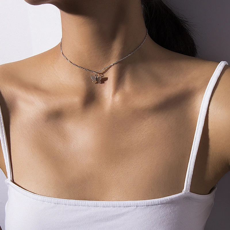 Temperament Butterfly Clavicle Chain Cute Choker Necklace Gold Statement Collar Female Best Shining Jewelry | Украшения и