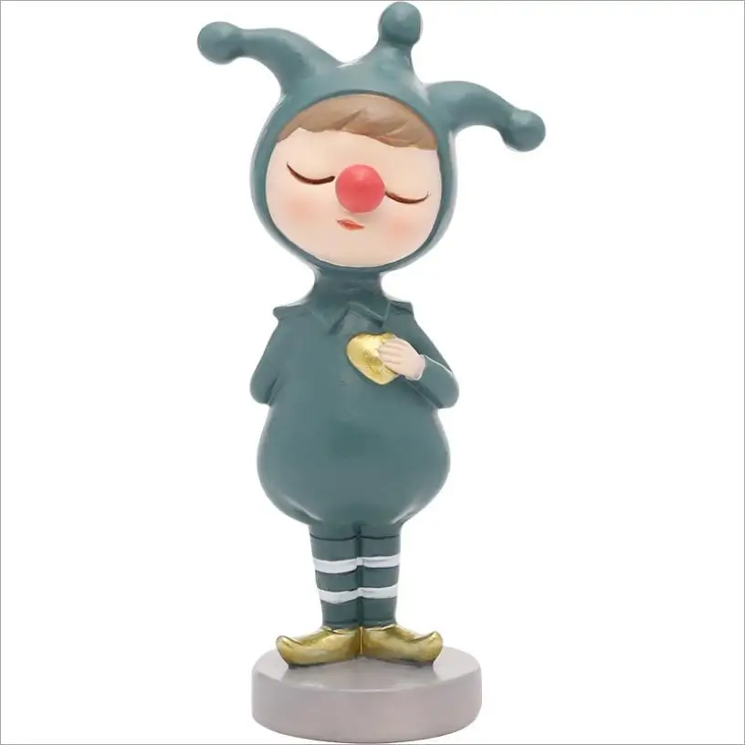 

New hot selling Nordic style circus clown desktop resin crafts ornaments creative fun cake decoration wholesale