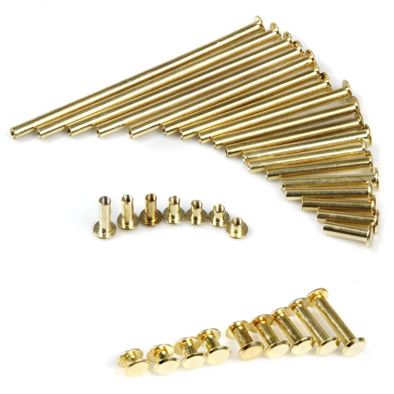 

1-25pcs 5-100mm Copper plating Leather Bag Belt Photo Scrapbook Album Account Book Post Binding Chicago Screw Nail Rivet Bolt