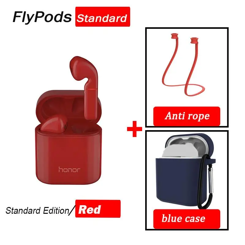 red standard blue Honor Flypods/flypods pro Беспроводные сенсорные водонепроницаемые динамические наушники с управлением беспроводным зарядным устройством Bluetooth 5,0 - Цвет: red standard blue