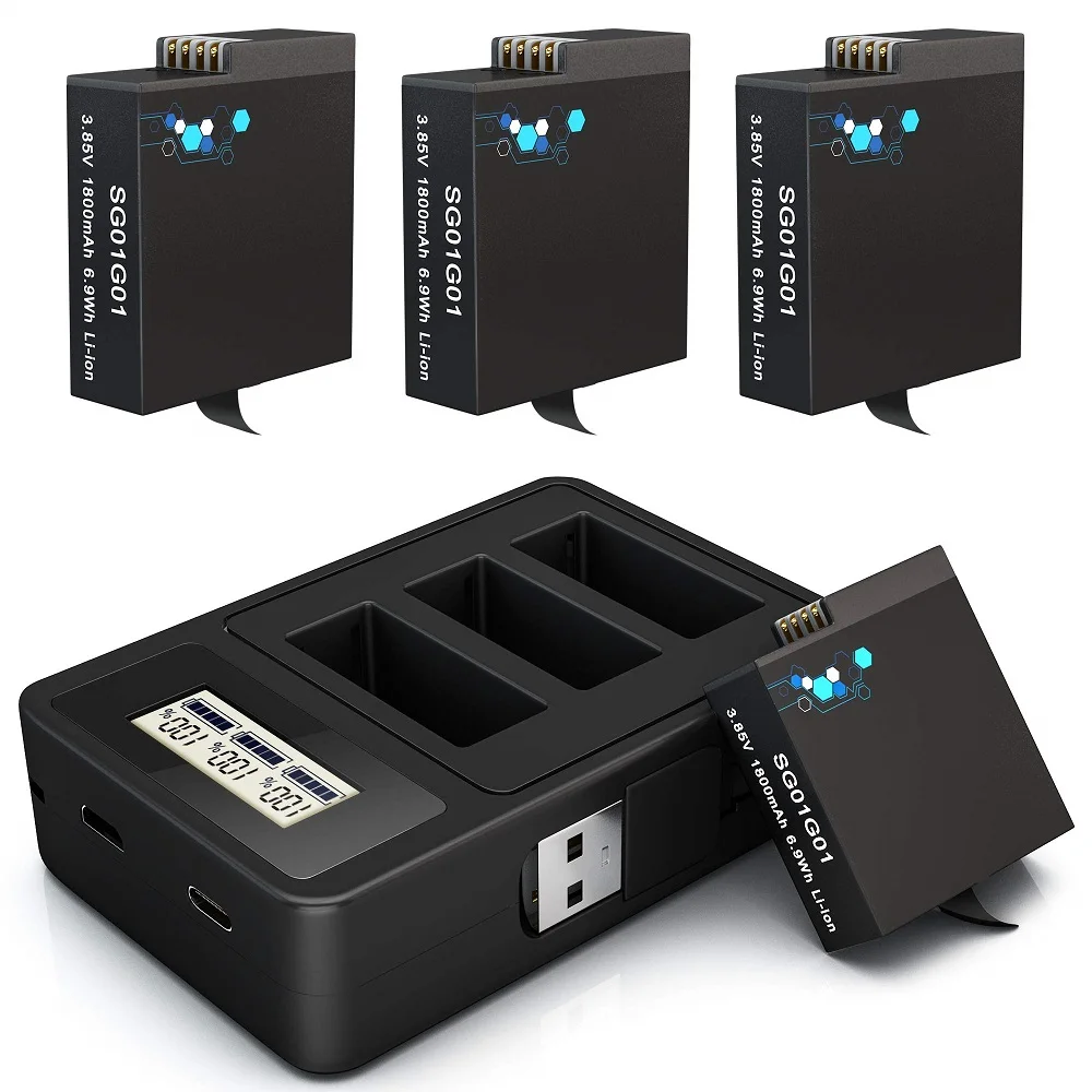 Зарядное устройство PUENDI для камеры GoPro 1800 мАч или USB|Цифровые аккумуляторы| |