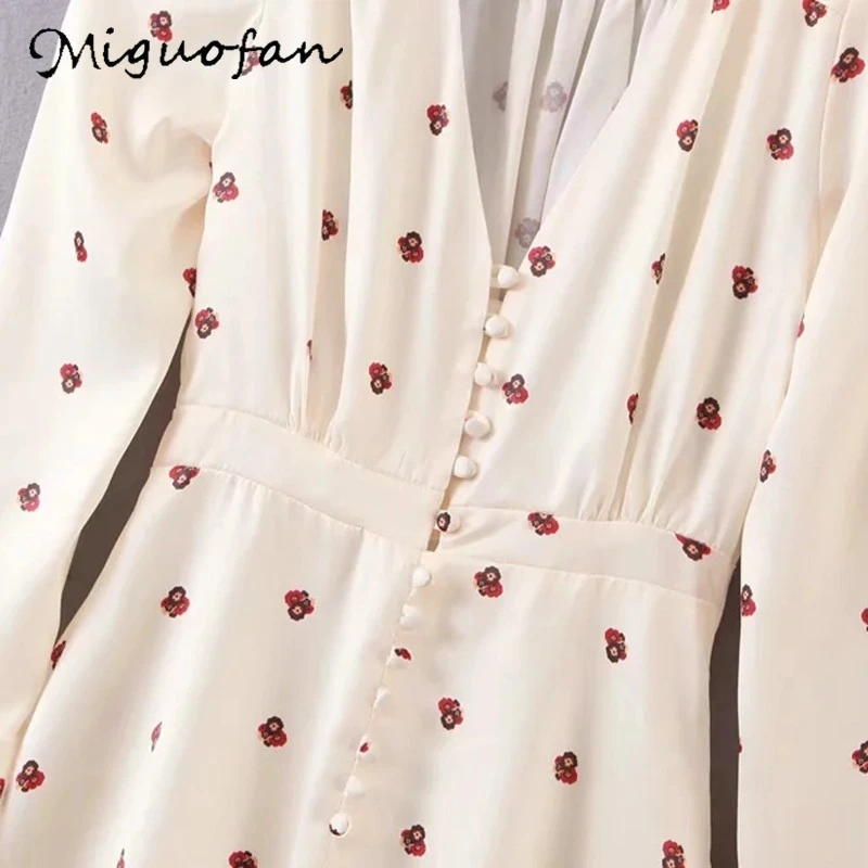 Miguofan женские Платья с цветочным принтом сексуальные мини-платья на пуговицах