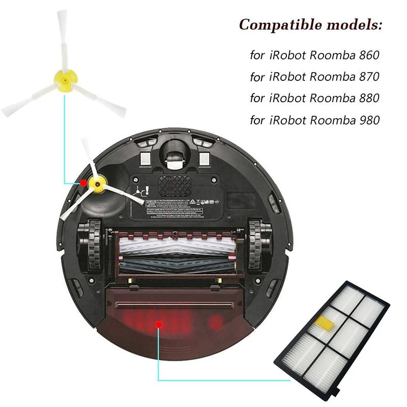 Hepa Filters Replace Brush Kit Parts Accessories for Irobot Roomba 805 860 861 865 866 870 871 880 885 960 966 980 Series | Бытовая