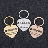 personalized music spotify scan code keychain for women men stainless steel keyring custom laser engrave spotify code jewelry