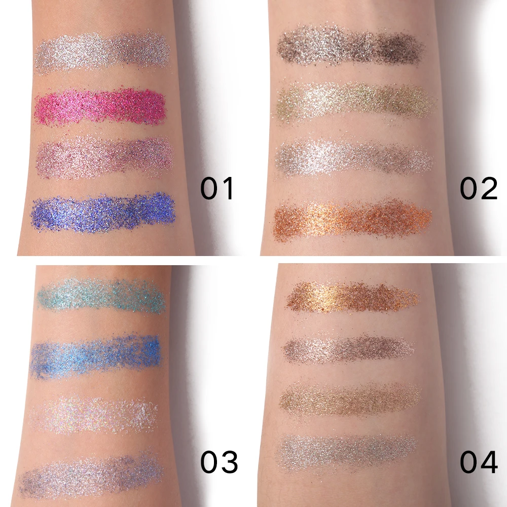 4 цвета блестящие тени для век Палитра Макияж Любовь Альфа Профессиональная