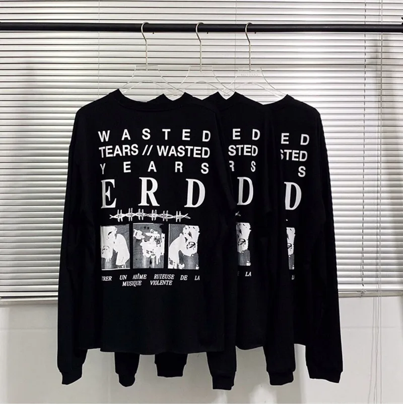

Best Quality Long Sleeve Oversize ERD Fashion T Shirt Men 1:1 Vintage Casual Streetwear E.R.D Women T-shirt Tees Men Clothing