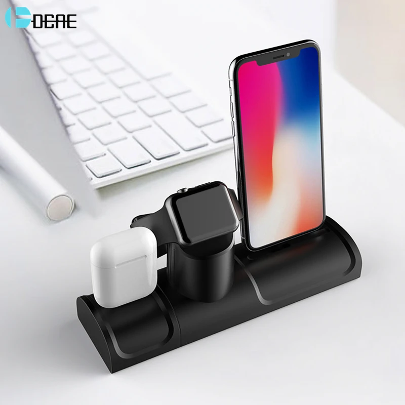 Зарядная подставка 3 в 1 для Apple Watch 5 4 2 AirPods Pro iPhone 11 XS XR X 8 силиконовый магнитный