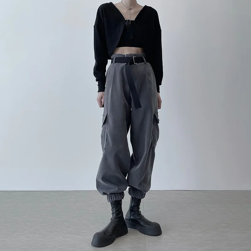 

Harajuku Cargo Pants Women Fashion Hight Waist Loose Sport Work Cargo Pants Streetwear Trousers Gothic Women Pantalon