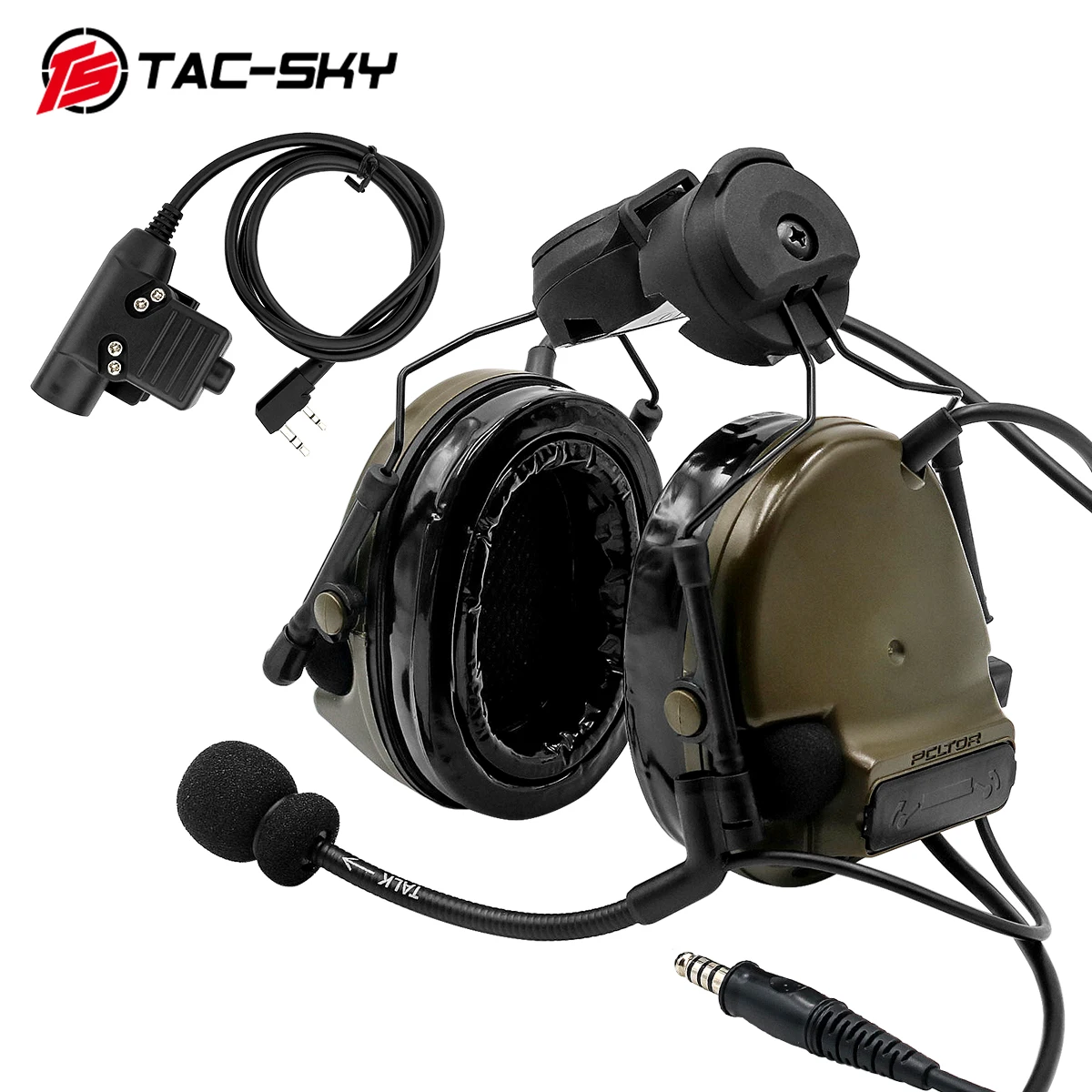 

TAC-SKY Helmet Bracket Headset COMTAC III Silicone Earmuffs Version Noise Reduction Tactical Headset FG