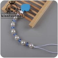 kissteether new crystal pacifier chains imitation pearls pacifier clips safe twinkling princess chain baby girl holder chain toy