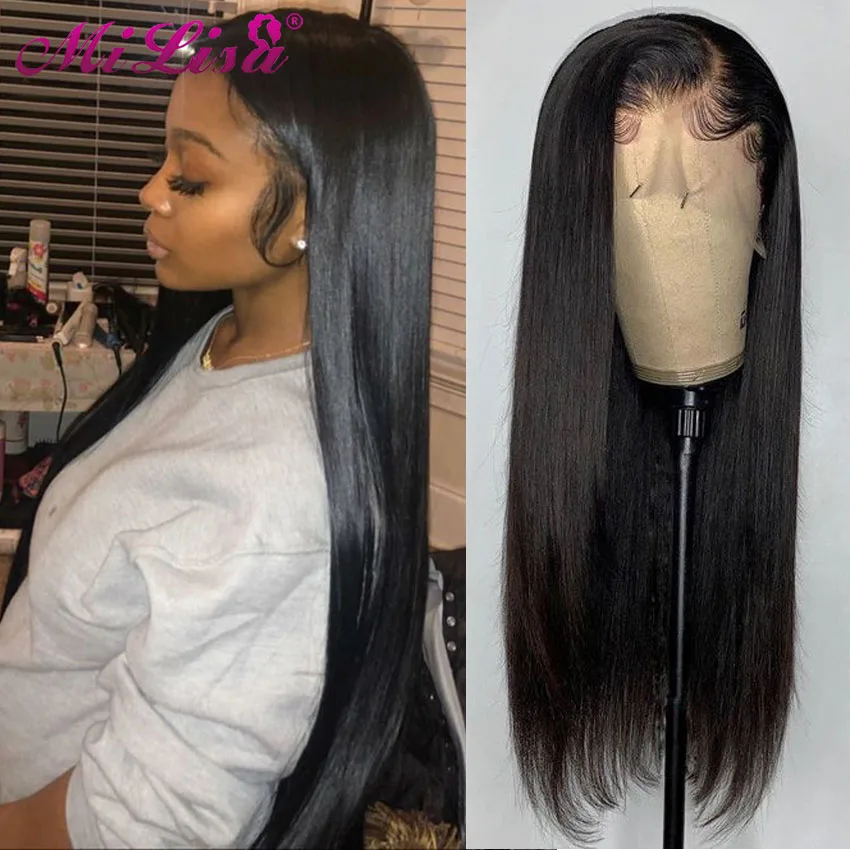 Прямые передние парики из человеческих волос на сетке предварительно выщипанные