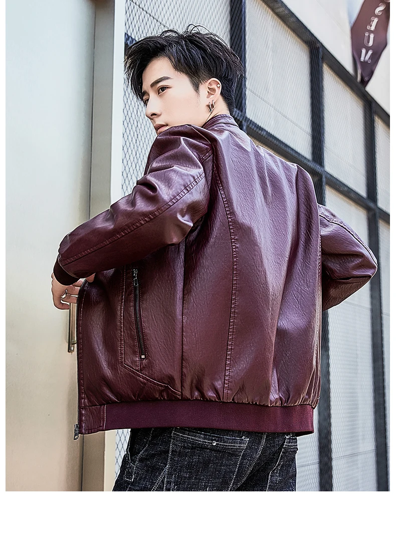 

Autumn new leather jacket, men's slim trend, youth jacket, motorcycle suit, Korean handsome men's PU leather suit