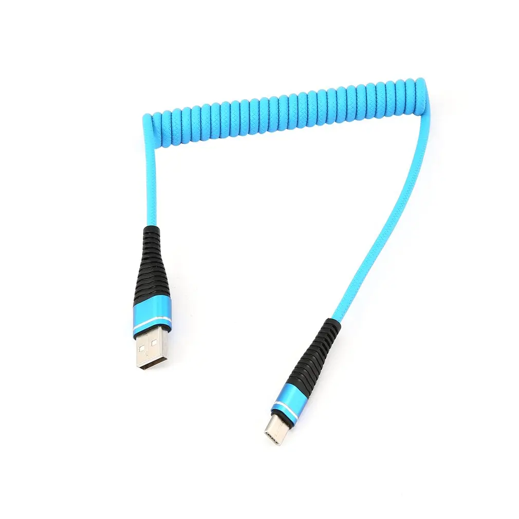 

USB-C Type C Cable stretched Coiled Spring Spiral Type-C Male Extension Cord Data Sync Charger Wire Charging Cable Apply to For