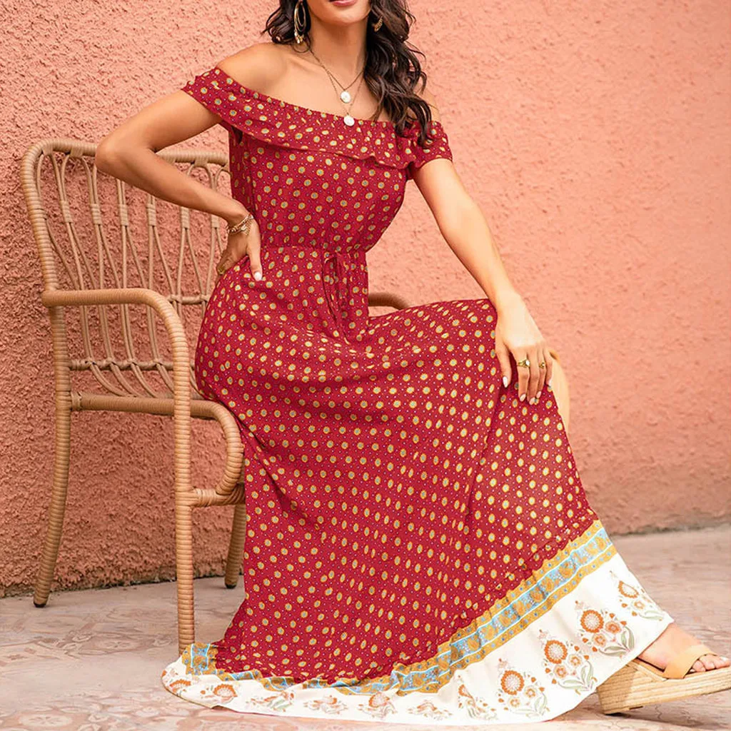 Модные макси платья для женщин элегантное платье в горошек с цветочным принтом