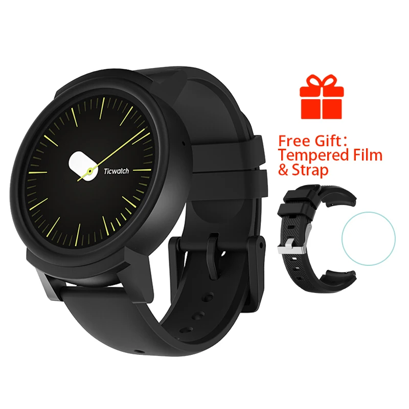Смарт-часы Ticwatch E2 с ОС Google, Bluetooth, gps, фитнес-часы, 5 АТМ, водонепроницаемые, для плавания, 2 дня, срок службы батареи - Цвет: Ticwwatch E