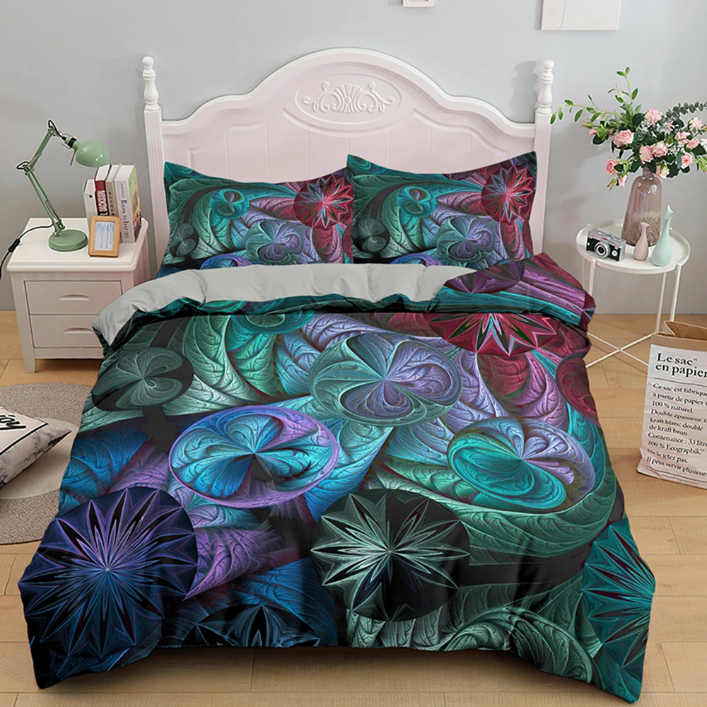 Черный комплект постельного белья из мягкого микрофибры с принтом мандалы в