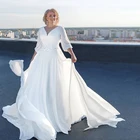 Простое шифоновое свадебное платье А-силуэта 2022, женское элегантное платье невесты, пляжные свадебные платья с коротким рукавом, свадебное платье с завязкой сзади