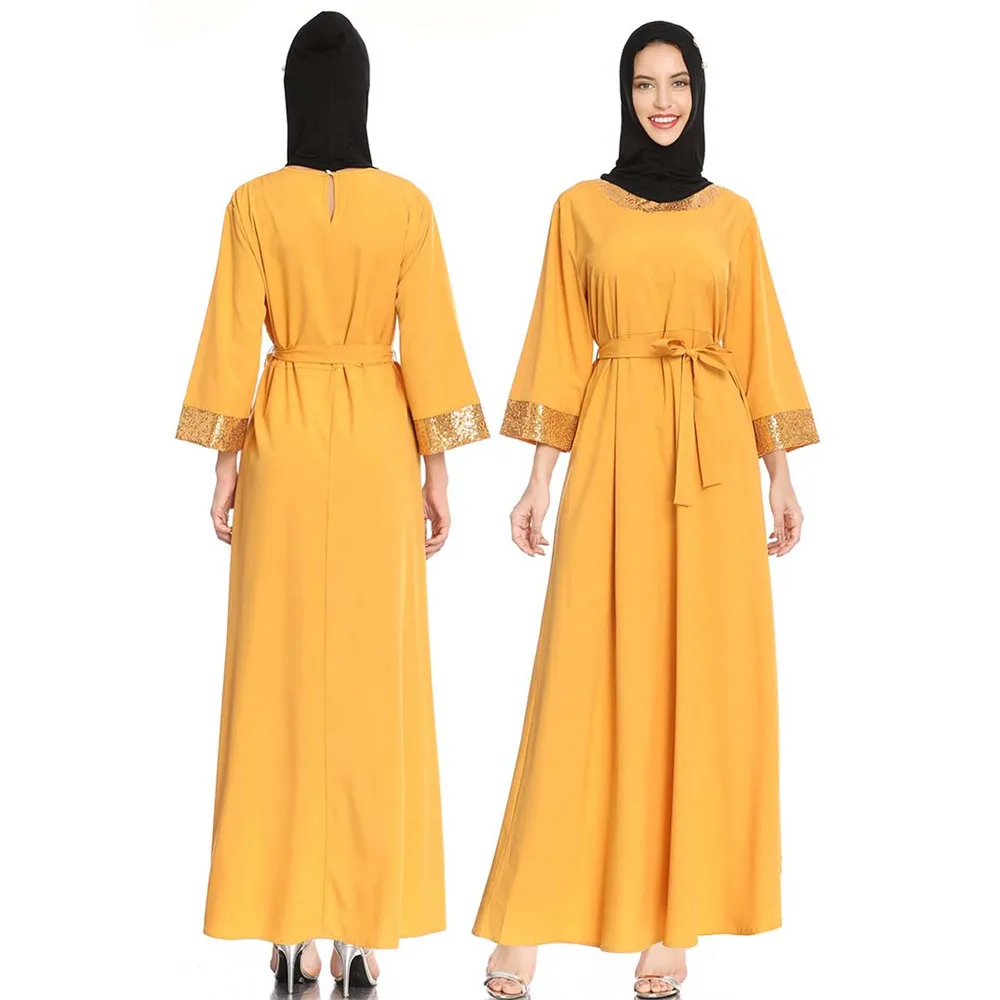 Женское длинное платье с блестками, Повседневное платье макси в арабском стиле, с блестками, для Ближнего Востока, 2021
