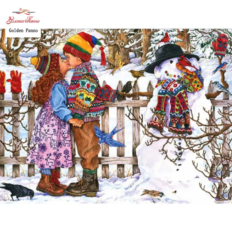 Full Square Diamond Embroidery Kids Cross Stitch Diamond Painting Portrait Mosaic Winter Home Decor