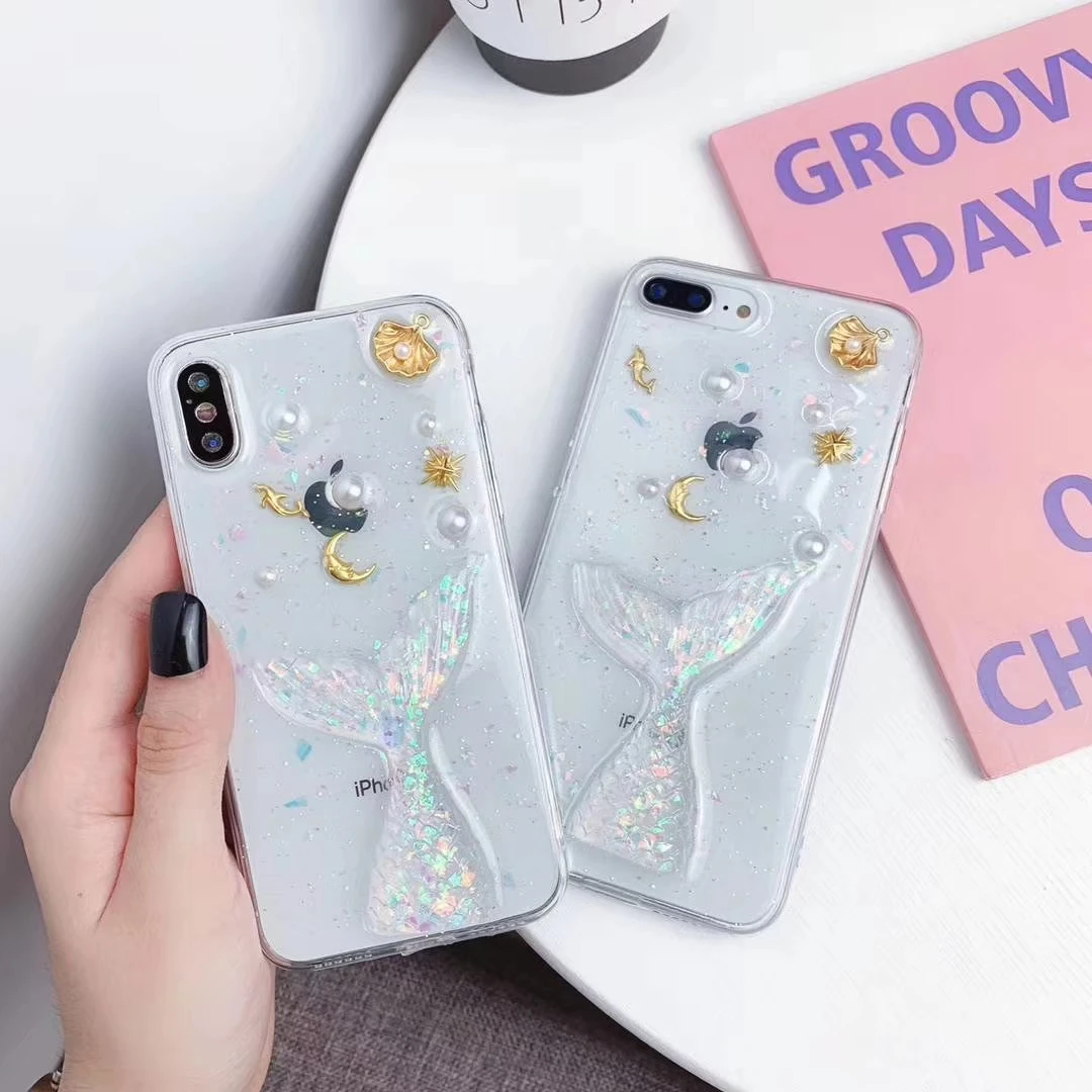Блестящий телефонный чехол с Луной звездой дельфином для IPhone 6 S 7 8 Plus X XR XS MAX