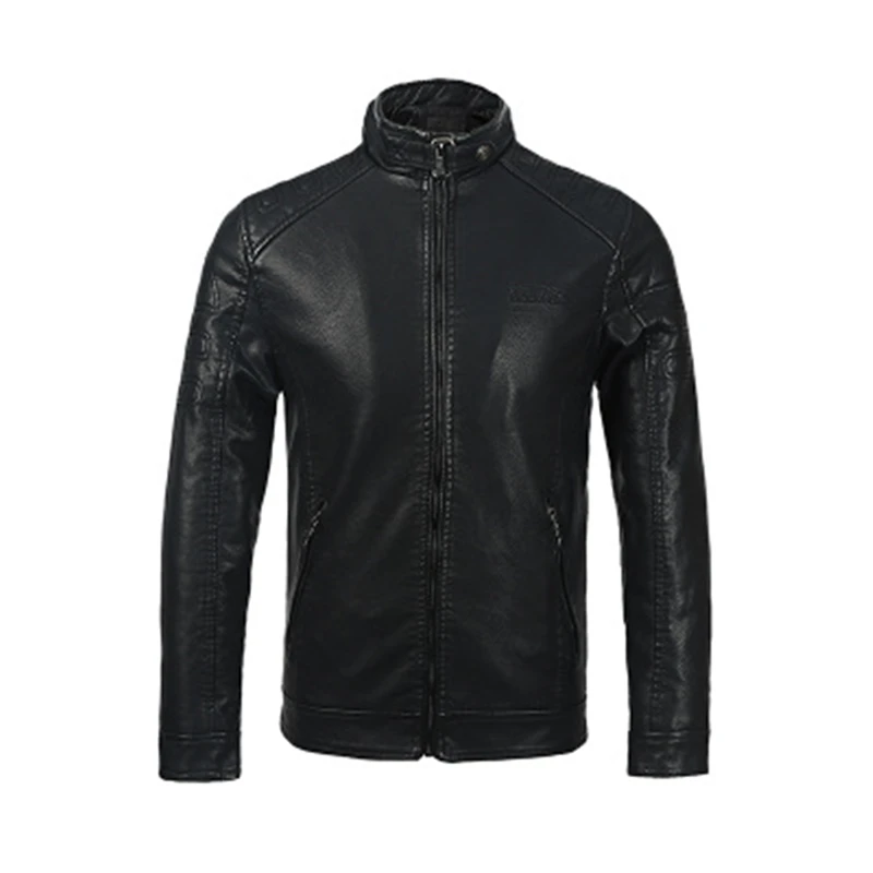 

Autumn Winter Collar Patchwork Stand Jacket Male Coat Fashion Jackets Windbreaker Collar Solid Casual Pu Basic Men Plus Size 3XL