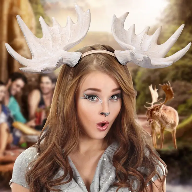 

Christmas Party Reindeer Headband Detachable Antlers Funny Cosplay Hair Hoop U4LE