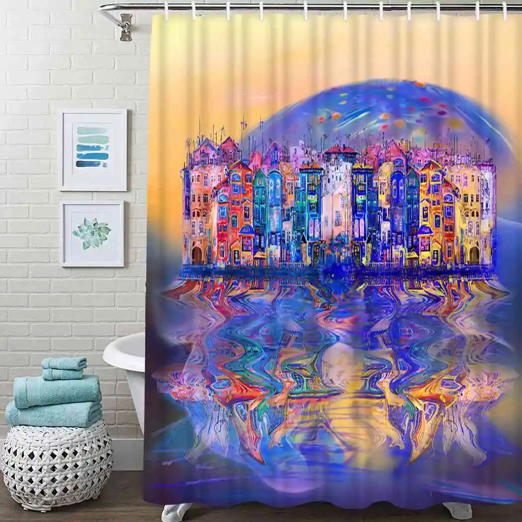 

Psychedelic Moon Shower Curtain Handsome Man Shower Curtain Waterproof Fabric For Bathroom Decor Shower Curtains Set With Hooks